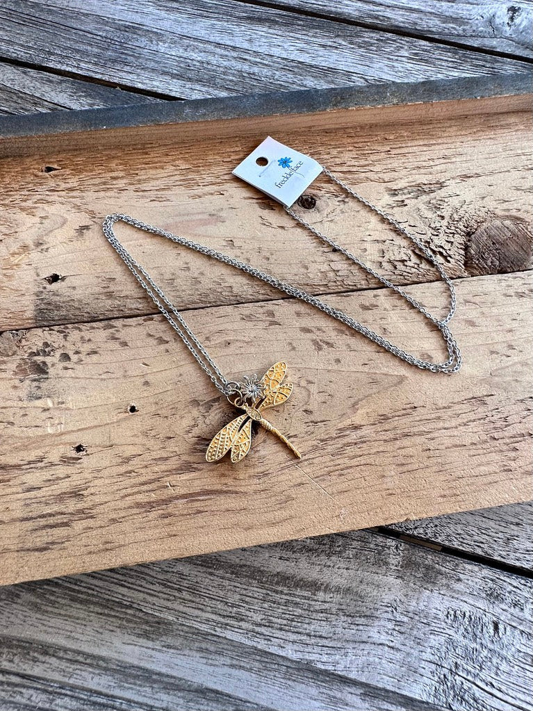 Gold Dragonfly Necklace