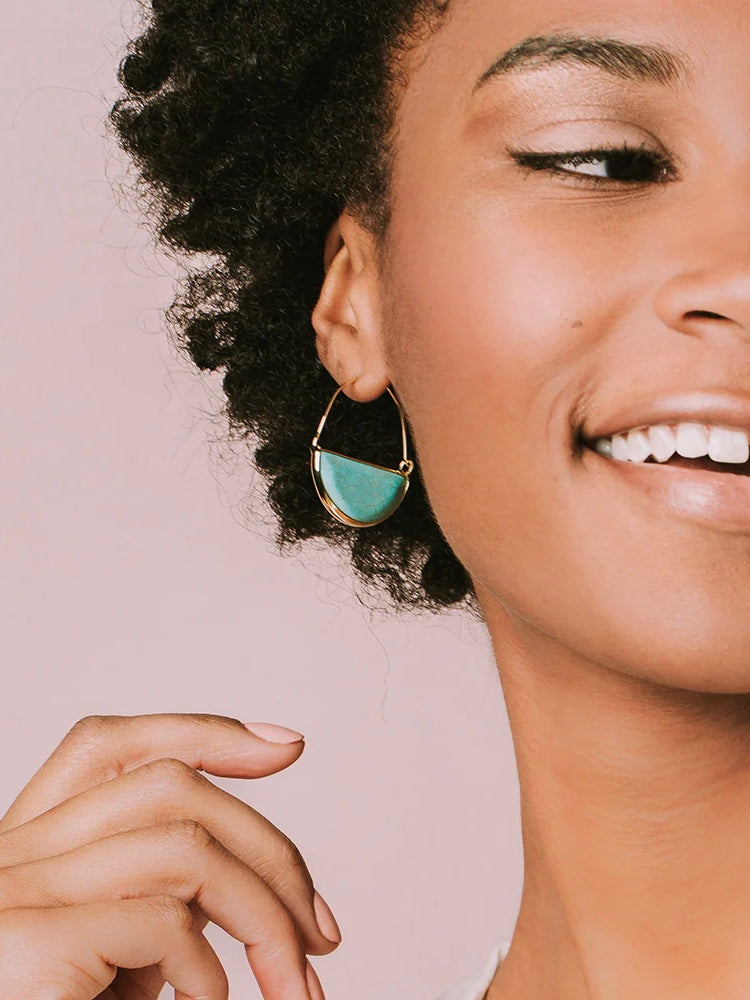 Prism Hoop Earrings- Labradorite