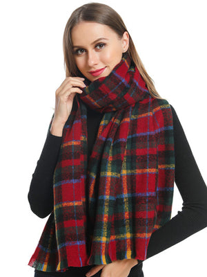 Dark Red Plaid Scarf