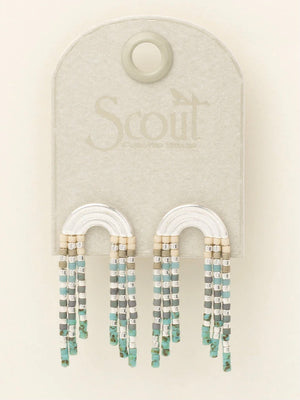 Miyuki Rainbow Fringe Earrings- Turquoise/Silver