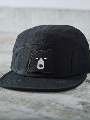 5 Panel Black/Black Bear Hat