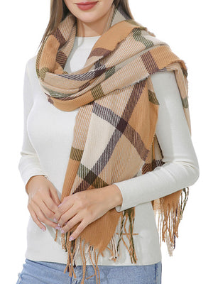 Beige Plaid Scarf