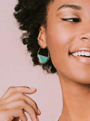 Prism Hoop Earrings- Turquoise