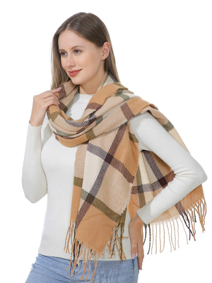 Beige Plaid Scarf