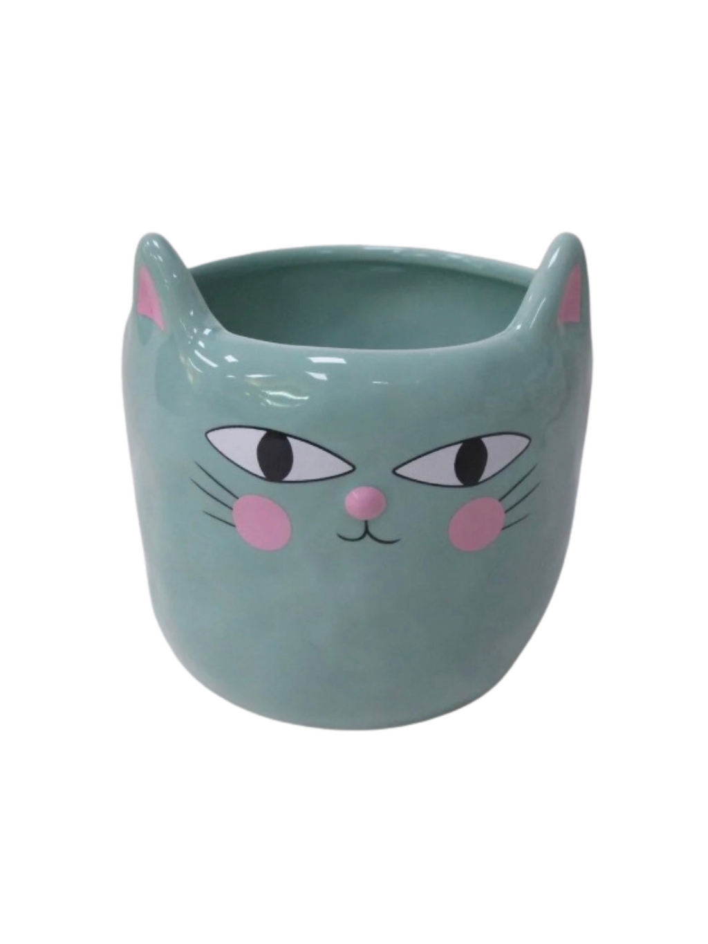 Teal Kitty Planter