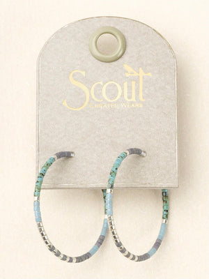 Miyuki Small Hoops - Turquoise Multi/Silver