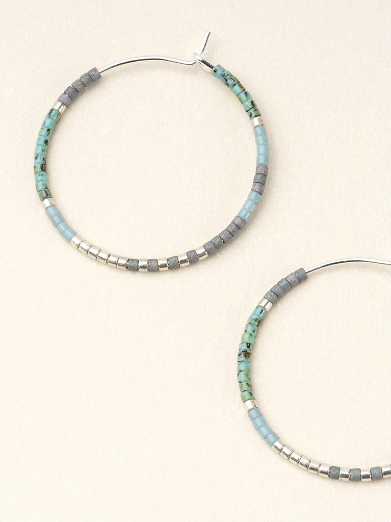 Miyuki Small Hoops - Turquoise Multi/Silver