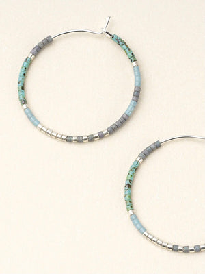 Miyuki Small Hoops - Turquoise Multi/Silver