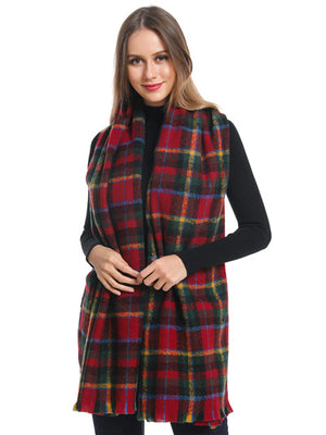 Dark Red Plaid Scarf