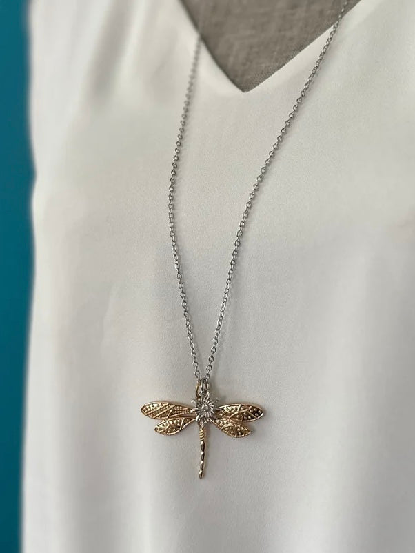 Gold Dragonfly Necklace