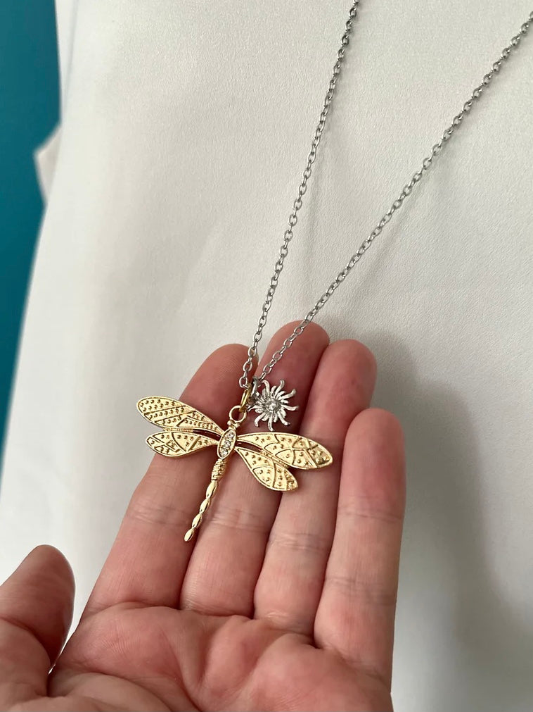 Gold Dragonfly Necklace