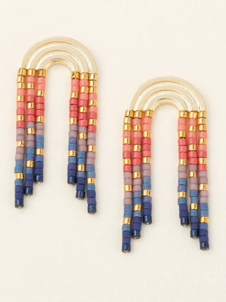 Miyuki Rainbow Fringe Earrings- Multi/Gold