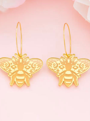 Gold Acrylic Bee Earrings