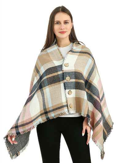 Reversible Poncho- Plaid/Houndstooth