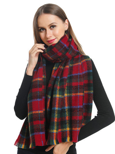 Dark Red Plaid Scarf