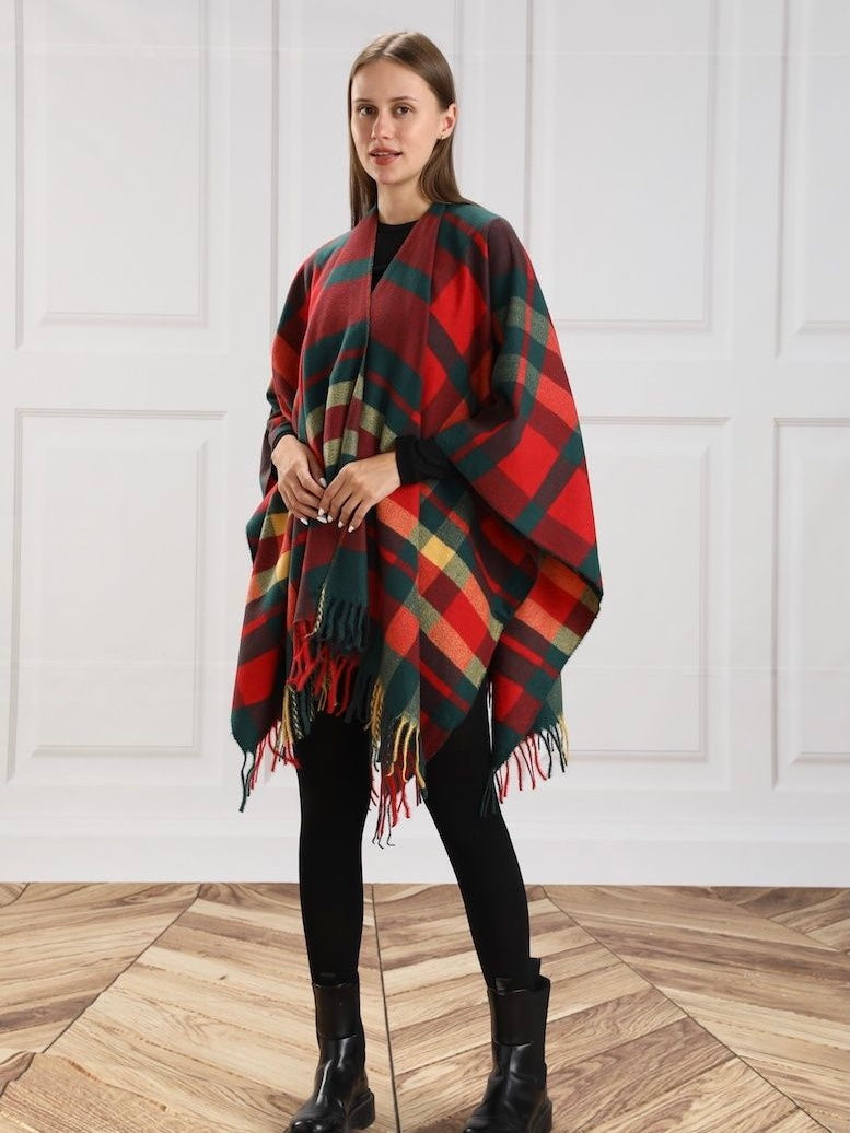 Red Plaid Poncho