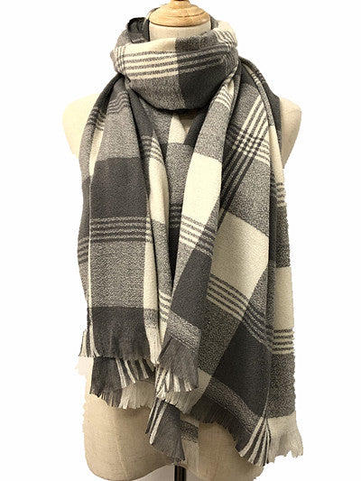 Grey Plaid Scarf