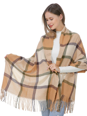 Beige Plaid Scarf