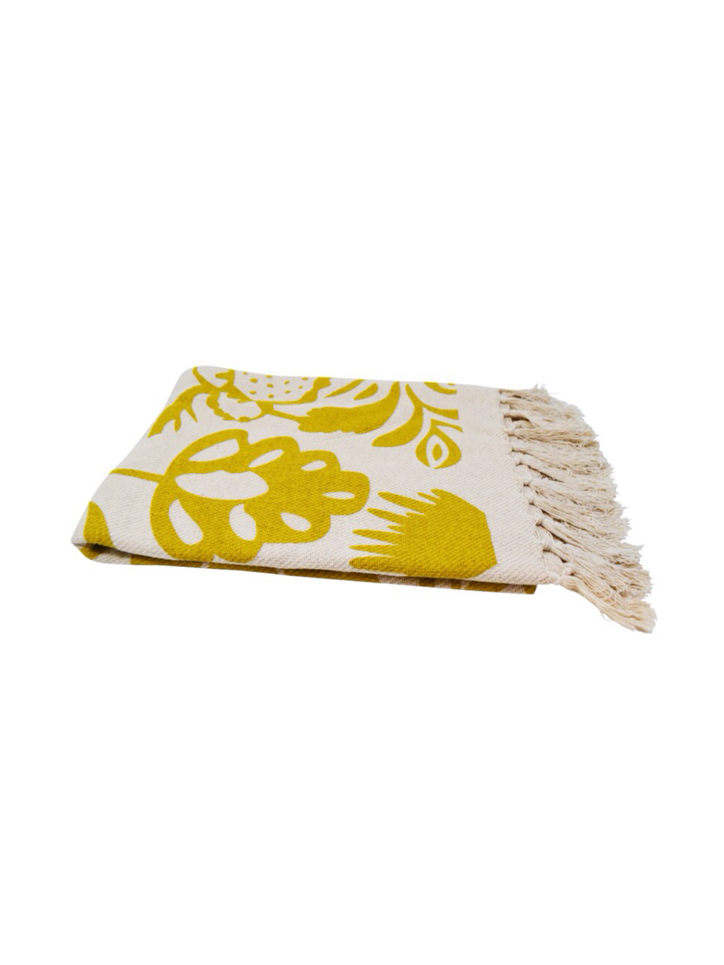 Ochre Floral Throw Blanket