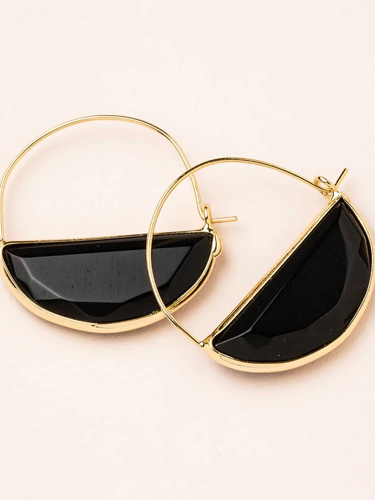 Prism Hoop Earrings- Black Spinel