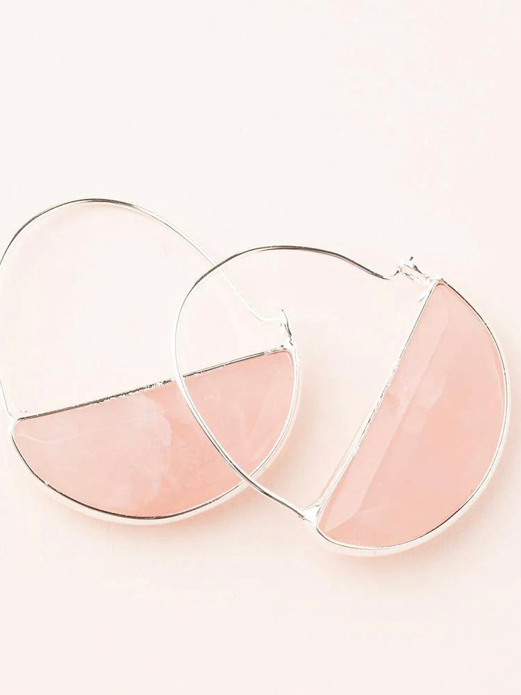 Prism Hoop Earrings- Rose Quartz