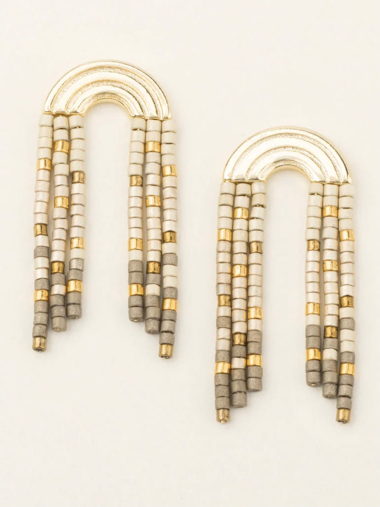 Miyuki Rainbow Fringe Earrings- Multi/Gold