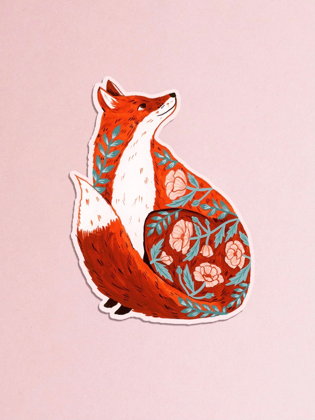 Floral Fox Sticker