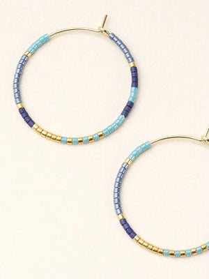 Miyuki Small Hoops - Cobalt Multi/Gold