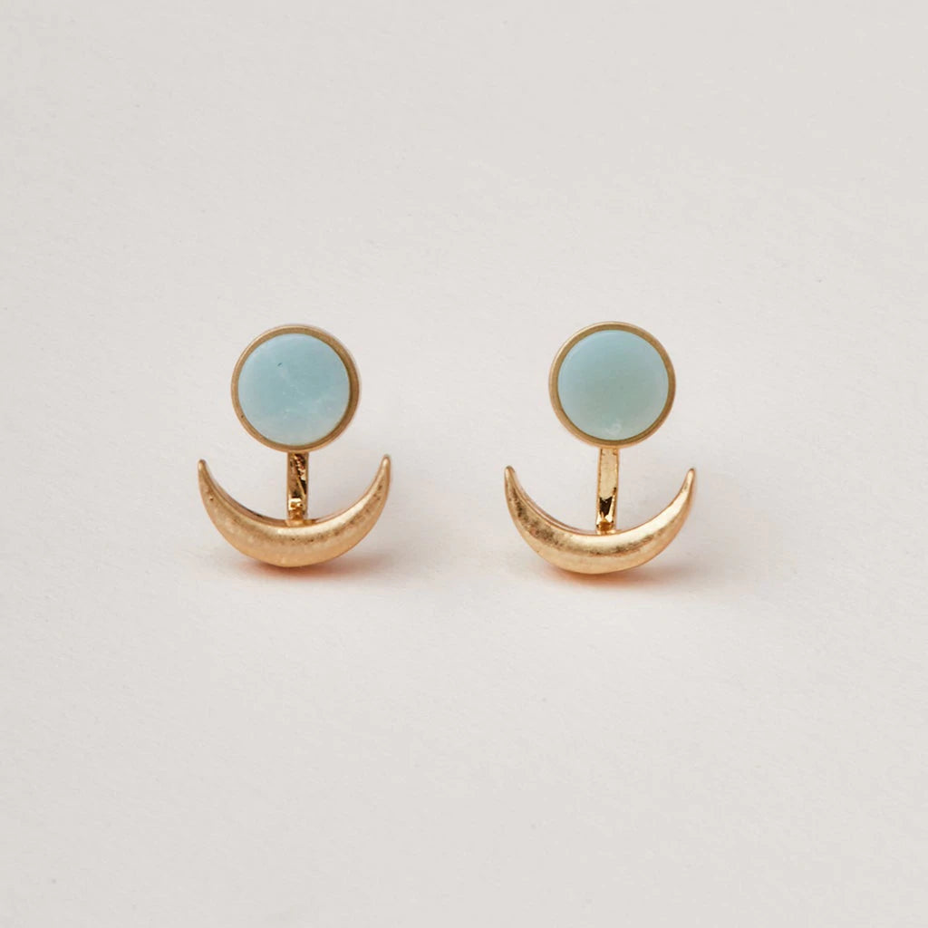 Stone Moon Phase Ear Jacket - Amazonite